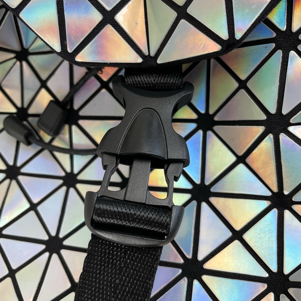 Futuristic Space Iridescent Holographic Geometric Triangles Backpack - Picture 6 of 13